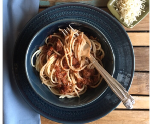 Walnut Bolognese Sauce with Spaghetti